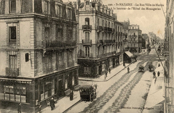 St-Nazaire.- La rue Ville-ès-Martin à la hauteur de l'hôtel des Messageries (N°990) / Delaveau
