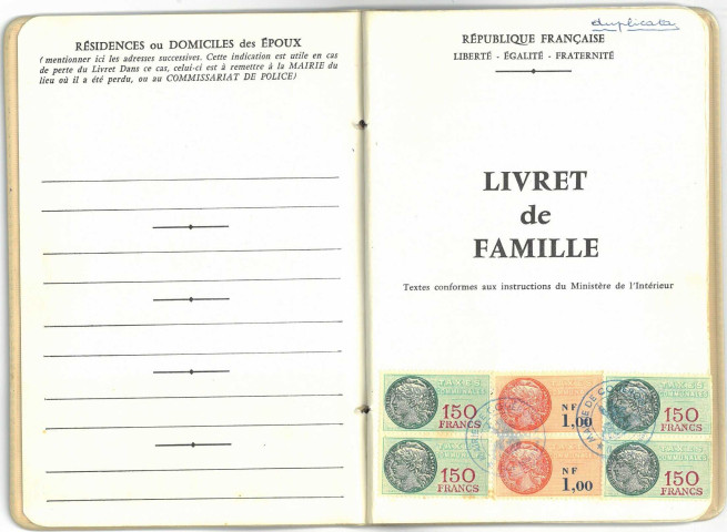 Livret de famille de Bertha Georges