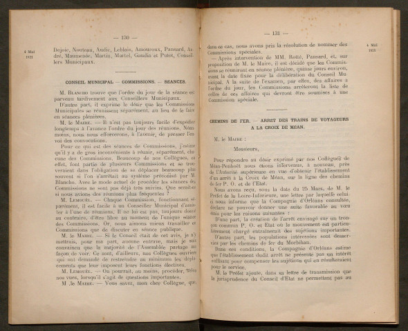 Séance ordinaire du 4 mai 1921 - pages 129-226