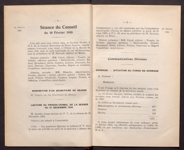 Séance du Conseil du 18 février 1935 - pages 4-75