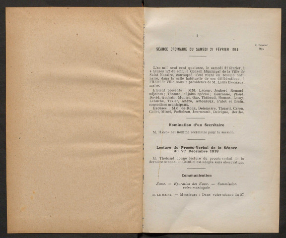 Séance ordinaire du samedi 21 février 1914 - pages 1-64