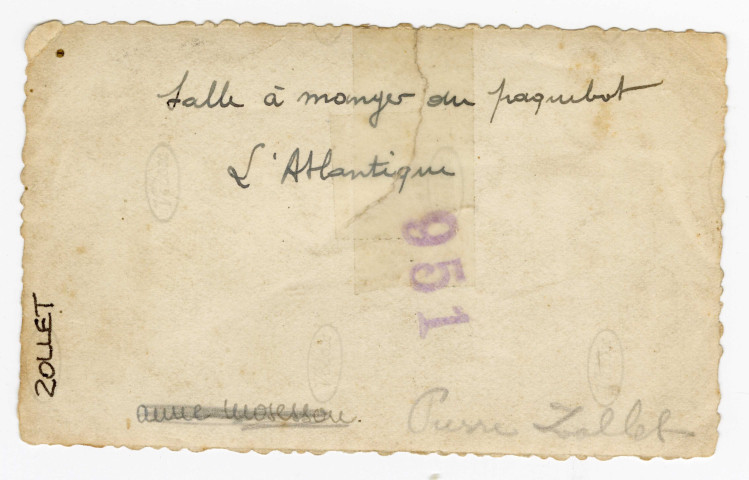 Paquebot "L'Atlantique" : salle à manger