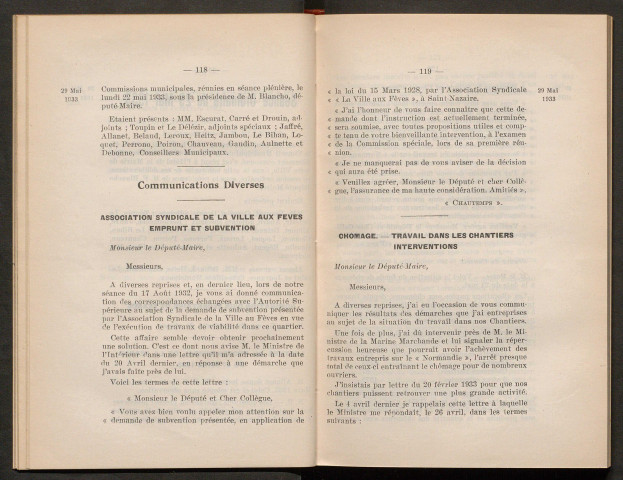 Séance ordinaire du 29 mai 1933 - pages 117-203