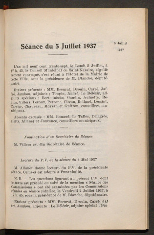 Séance du 5 juillet 1937 - pages 171-264