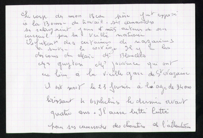 Contexte du suicide de Gaston Georges et récit de ses obsèques : notes manuscrites.