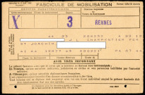 Fascicule de mobilisation d'un réserviste classe 1941 matricule 44 15 877