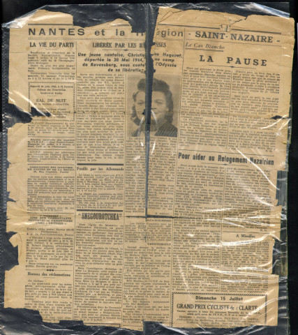 Récit de survivantes des camps de concentration : article de presse du journal communiste Clarté.