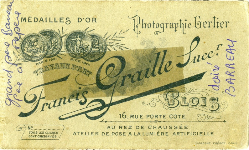 Portrait du soldat Désiré Barreau / Francis Grailles. - [s.l.], [vers 1914-1918]