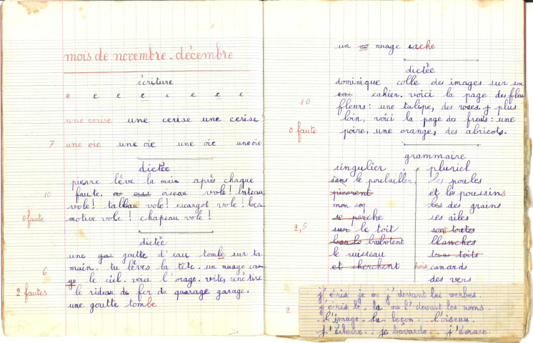 Cahier d'écolier : extrait