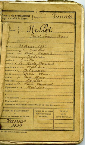 Archives personnelles du soldat Paul Noblet pendant la Première Guerre mondiale