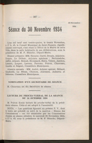 Séance du 30 novembre 1934 - pages 387-468