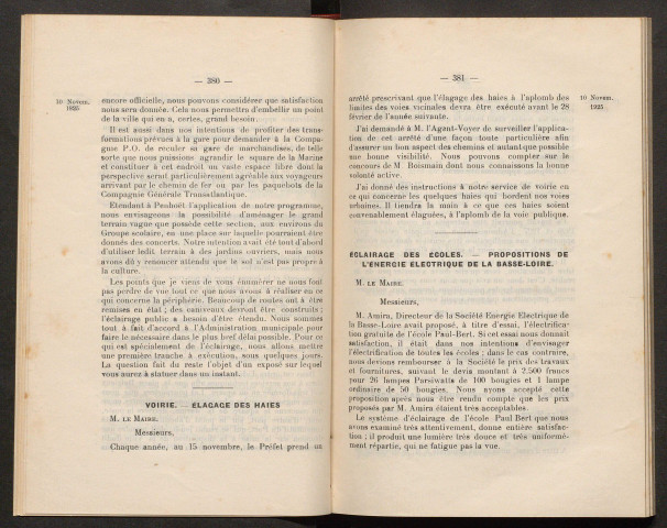 Séance ordinaire du 10 novembre 1925 - pages 377-471