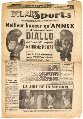 Éclair Sports, supplément sportif du samedi 15 et dimanche 16 juin 1963 consacré à la rencontre Diallo-Annex